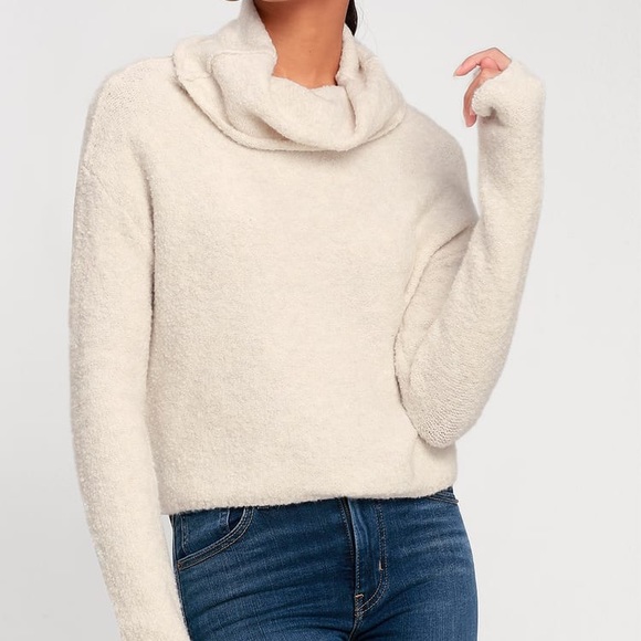 Free People Cream Cowl Neck Sweater Top – NWOT - Picture 6 of 7